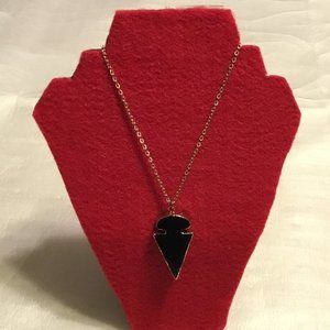 Black Agate Stone Arrowhead with Gold-Plated Frame
